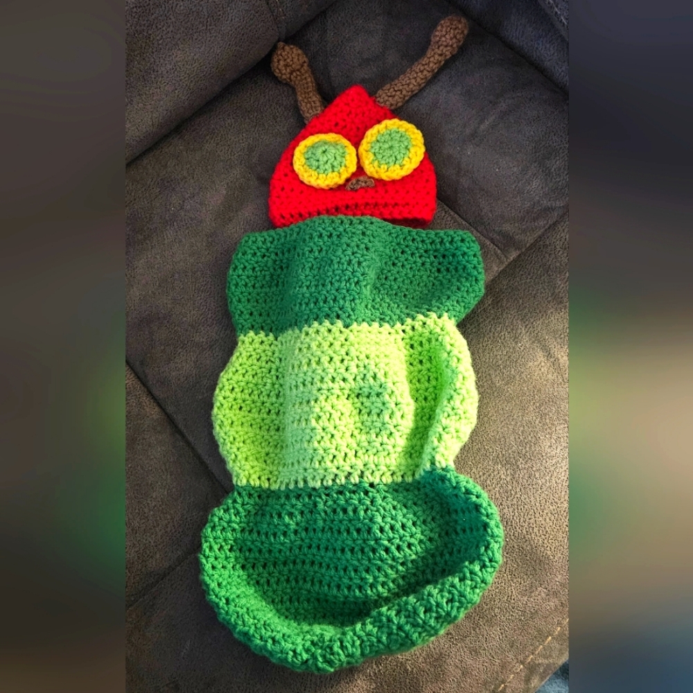 Handmade Caterpillar Baby Cocoon - Red, Green, Yellow